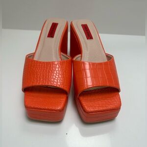 orange women’s alligator wedges Wedge HEELS